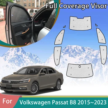 Para Volkswagen VW Passat B8 GT 2015~2023 Delantero y Trasero Parabrisas Parasol Auto Accesorios Anti-UV Ventana Interior 2016 2020