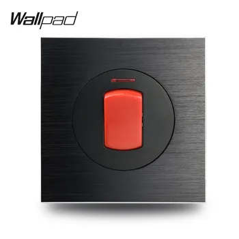 Wallpad L6 20A DP de Calor de Agua Interruptor de Pared en Negro Satinado Metal de Aluminio de la Placa Estándar del reino unido