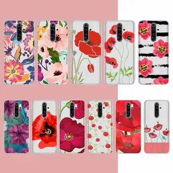 YNDFCNB Hermosa Amapola Flores de la caja del Teléfono para Samsung A51 A52 A71 A12 para Redmi 7 9 9A para Huawei Honor8X 10i Caso Claro