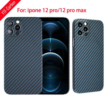 YTF-carbono Azul de Fibra de Carbono caja del Teléfono para el iPhone 12 Pro Max Delgado Ultra Anti-caída líneas Finas Duro de iPhone el 12 de caso