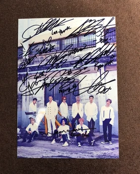 firmado a mano SJ Super Junior autografiada foto de grupo TIEMPO de DESLIZAMIENTO 5*7 19P1