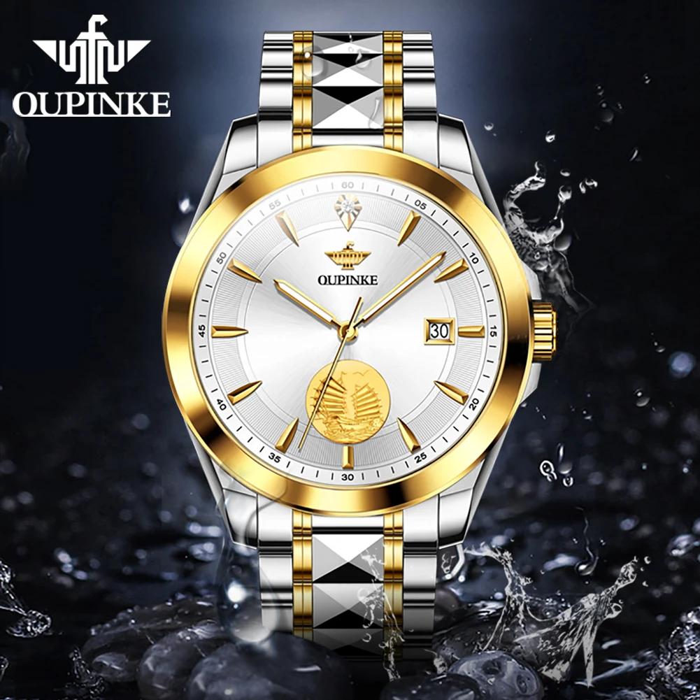 OUPINKE de Certificación Suizo Automático Reloj Mecánico de los Hombres de Lujo de la Marca Superior el Oro Real, Real Diamante Zafiro Espejo reloj de Pulsera . ' - ' . 2