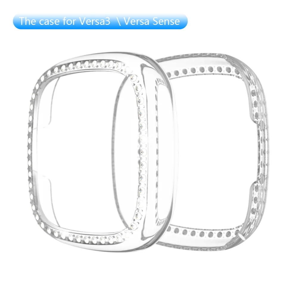 Marco duro de la pc para Fitbit versa 3 / Sentido de Reloj de Diamantes de casos de la Cubierta de la Pantalla Protector de Parachoques de las Mujeres Bling carcasa Protectora . ' - ' . 5