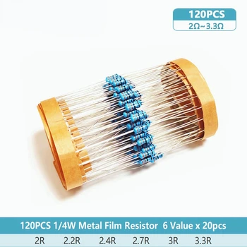 1/4W conjunto de bricolaje kit de electrones,0,25 W Resistores de película de Metal establecer Coche Airbag reparación de resistencia de 2 ohm 2.2 ohm, 2.4 ohm 2.7 3 ohm ohm