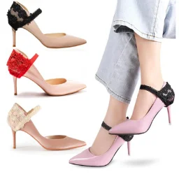 1 Par de Zapatos Elásticos Cordones Sueltos Zapatos de Mujer de Moda Zapatos Mujer zapatos de Tacón Alto Anti-Caída de Talón Insignia de Encaje de Zapatos de Correa