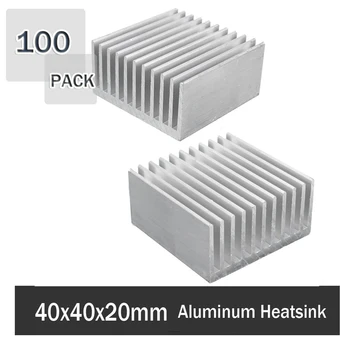 100Pcs Gdstime 40mm 4cm 40x40x20mm Radiador de Aluminio del Disipador de Calor del Disipador de calor IC del Disipador de calor de Metal de Aluminio de las aletas de Refrigeración del Ventilador