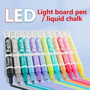 12Pcs/Set Colores Líquido Tiza Lápiz Marcador de Vidrio LED de Escritura de Windows Pizarra Electrónica en la Pizarra de la Ventana de Tiza Arte Marcador