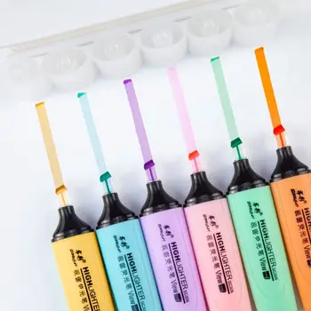 6Pcs los lápices de colores Lápices Creativo de colores Fluorescentes Plumas de secado Rápido Marcador de Notas de Estudiantes de Papelería, útiles Escolares