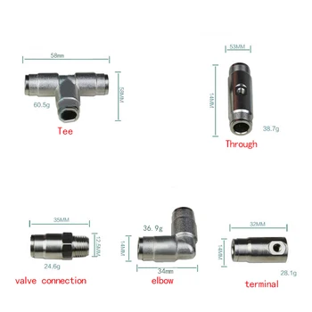9.5 mm de latón conector rápido de la tubería conectores de empalme de la guarnición de tubo conector conector de boquilla pulverizadora accesorios