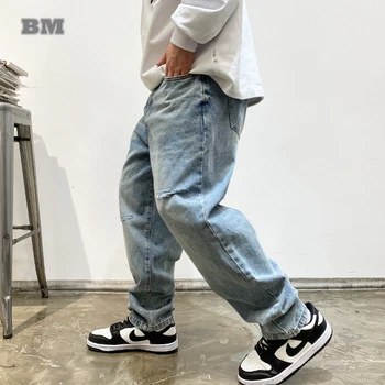American Streetwear Angustiado Ripped Jeans Hombres Ropa Harajuku Casual Del Dril De Algodón Pantalones De Carga Coreano Hip Hop Recta Pantalones Masculinos