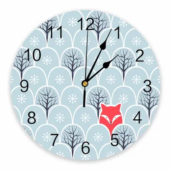 Arte De Dibujos Animados De Fox Árbol Decorativo Redondo Reloj De Pared Números Arábigos Diseño No Tictac Del Reloj De Pared De Gran Tamaño Para Los Dormitorios Cuarto De Baño