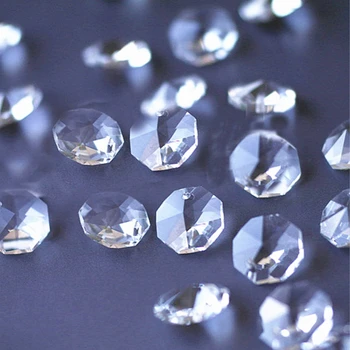De 14 mm, 50pcs de Cristal de los Prismas Octágono Perlas Colgante Colgante de Prismas Para DIY Lámpara de Luz Parte de la Decoración