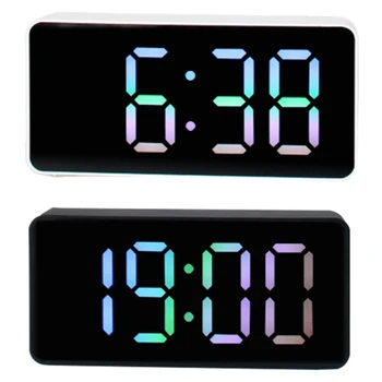 E56C Moderna del Espejo del LED de Alarma del Reloj USB Relojes Electrónicos Digitales con Repetición Automática de la Dim