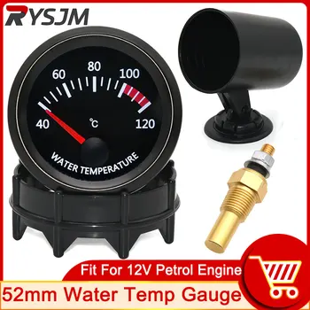 HD 12V Indicador de Temperatura del Agua de 52 mm con Sensor de Temperatura del Agua de 10 mm 40~120 Grados Celsius Termómetro la Temperatura del Agua Reloj