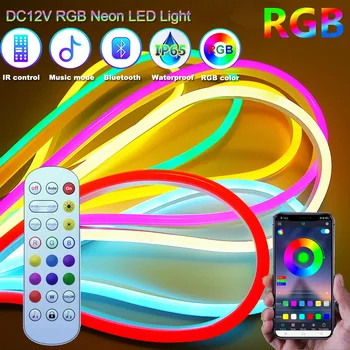 LED Luz de Tira del RGB DC12V con Bluetooth APP de Control Remoto 1/2/3/4/5M luz de Neón de la Cinta para el Interior del Gabinete Armario Iluminación de Decoración