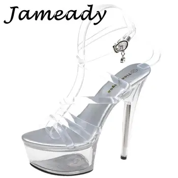 La moda de las Mujeres Sandalias Super Sexy de Tacón de Plataforma Transparente Dedo del pie Abierto de Fiesta Zapatos de Hebilla de Correa de diamantes de Imitación de la Boda Sandalias
