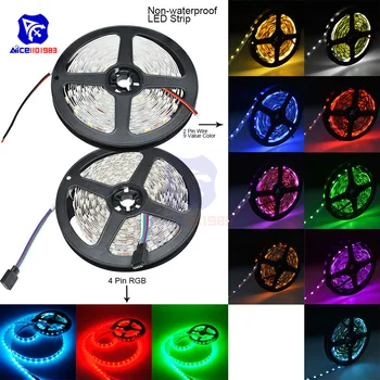 La no-prenda Impermeable de la Tira del LED 16.4 ft 5M SMD 5050 300 Led RGB de Cambio Flexible LED Tira de Luz 9 Valor de Color del LED de Cinta de la Tira de 12V