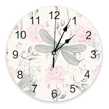 Libélula Flor de Reloj de Pared en Silencio Relojes Digitales para el Hogar Dormitorio Cocina Sala de estar Decoración