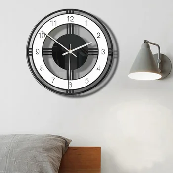Moda Simple de Acrílico de Ronda Dial Digital Silencio Reloj de Pared de la Oficina de la Pared de la Habitación Colgante Adorno Exquisita Decoración del Hogar clásica