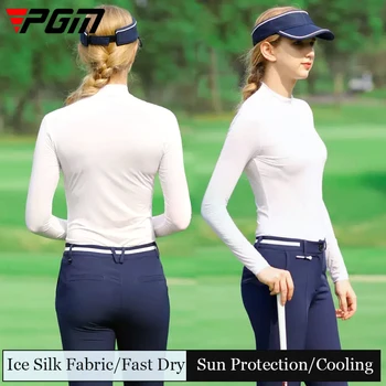 PGM Mujeres de Hielo de Seda de Protección solar Camisetas de Verano de manga Larga de Golf de T-camisa Slim de Golf de la Ropa interior de Enfriamiento Transpirable Tops S-XL