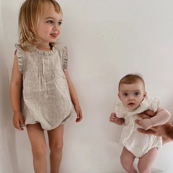 Popular Bebé de Una sola pieza Nueva de Color Sólido Escalada Ropa de Puro Algodón Transpirable Pelele de Bebé de la Ropa de las Niñas