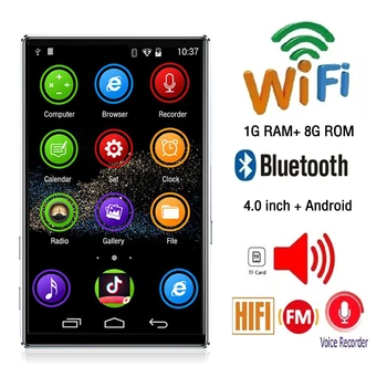 Portátil con Pantalla Táctil Reproductor de MP3, Bluetooth HiFi Sonido de la Música WiFi Reproductor de Vídeo MP4 Soporte de Radio FM Grabadora Para Walkman