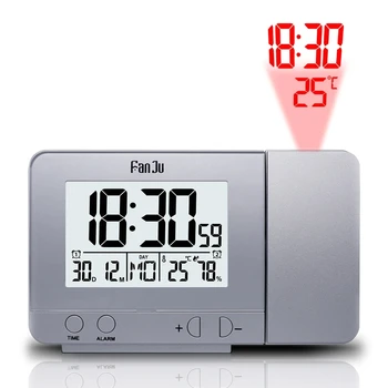 Proyector Reloj despertador Digital para el Techo del Dormitorio con la Temperatura Interior Humedad Calendario Día de la Proyección En La Pared de la Alimentación por USB