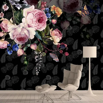 Retro Rosa Flores 3d Fondos de pantalla de Papel de Pared Decoración del Hogar para la Sala de estar Cama de Fondo Murales autoadhesiva de Rollos de etiquetas adhesivas