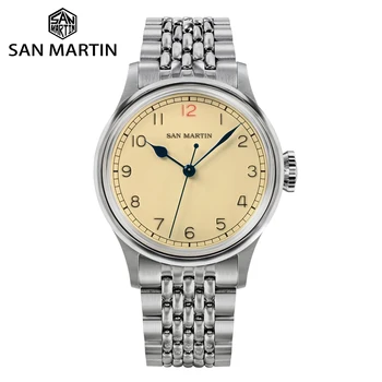 San Martin Nueva 38.5 mm Macho Reloj Vintage Piloto de Acero Inoxidable NH35 Simple Ocio Automática Reloj Mecánico de los Hombres de Zafiro