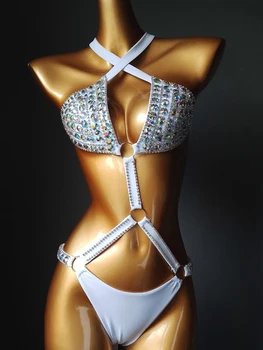 Sexy Push Up Traje de baño de Una Pieza Bikini Mujer 2023 de Moda de Verano de la Playa de Collar de Brillantes de Cristal Vendaje de las Mujeres trajes de baño Trajes de baño