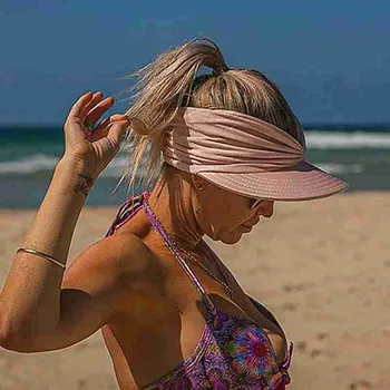 Sombrero nuevo de las Mujeres del Verano de la Visera del Sombrero de las Mujeres de las Niñas Anti-UV Elástico Hueco de la parte Superior del Sombrero al aire libre Sombrero para el Sol Sombrero Visera de las Gorras Para Damas