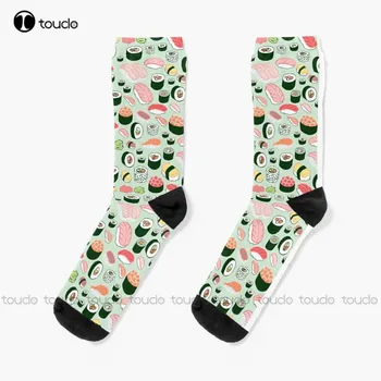 Sushi Para Siempre! Calcetines DE los Hombres Zapatillas Calcetines de Navidad de la Moda de Año Nuevo Regalo Unisex Adulto Adolescente de la Juventud Calcetines de 360° de Impresión Digital Personalizada