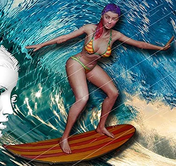 Unassambled moderno chica en una tabla de surf de la Resina de la figura en miniatura modelo de kits Sin pintar