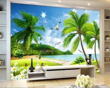 beibehang 3d wallpaper HD paisaje marino paisajes de la pared de artículos de decoración para el hogar árbol de coco beach fondo de pantalla de TV de fondo decorativa mural