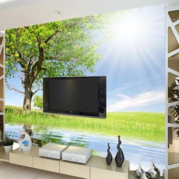 beibehang Grande de no-tejido de paisajes decorativos murales de la sala de estar dormitorio TV telón de fondo de pasta verde fondo de pantalla en 3d de papel de parede