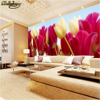 beibehang foto fondo de pantalla con amplios pasillos fresco jardín de fondo tulipanes 3d mural de papel pintado para paredes de 3 d de la pared de artículos de decoración para el hogar