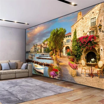 wellyu Personalizados de gran escala mural 3D fondo de pantalla puerto de la ciudad el paisaje de fondo de la pared de la sala de estar del dormitorio de la moda 3D fondo de pantalla